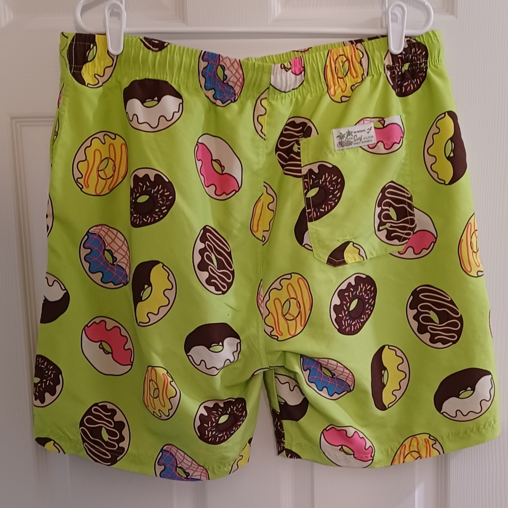 Donut Print Swim Trunks - Green - Picture 3 of 7